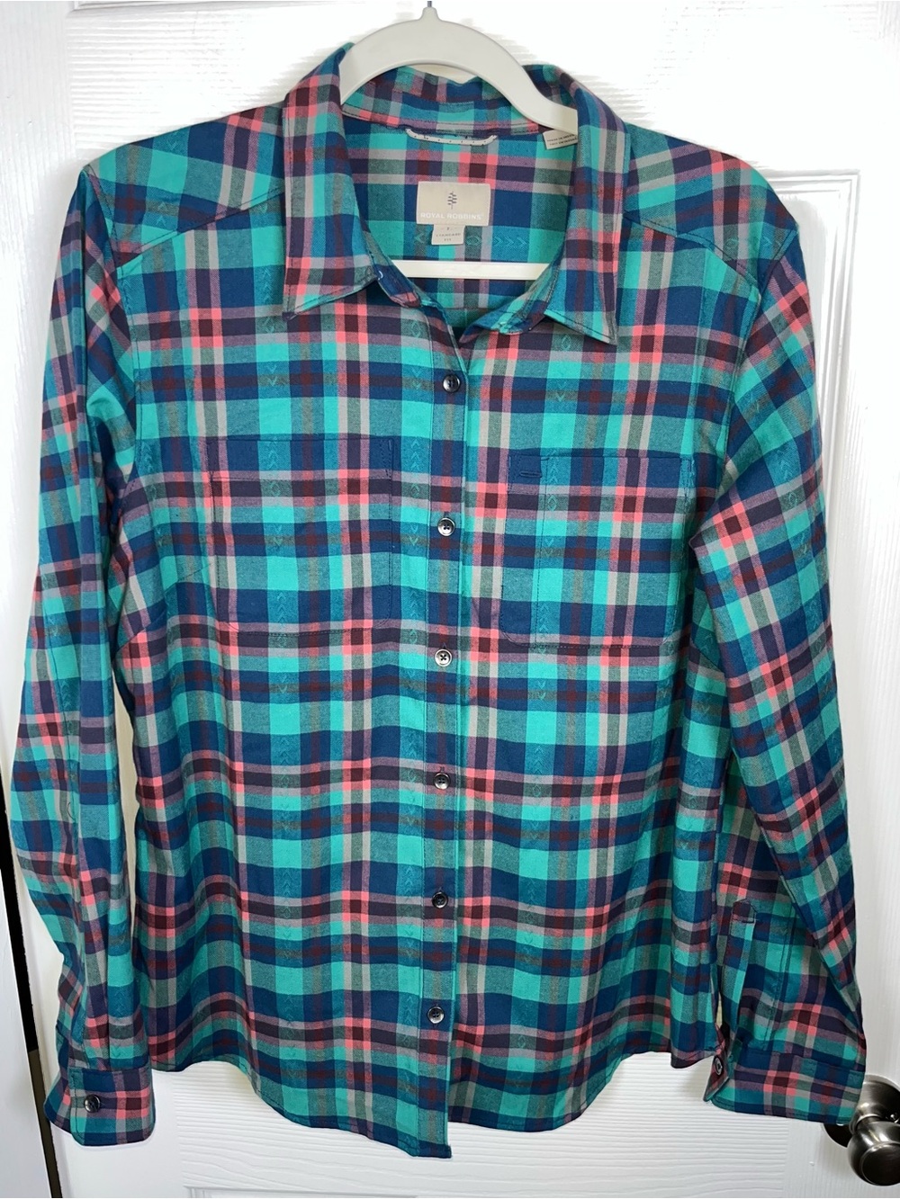 Royal Robbins Women’s Lieback Plaid Flannel Long Sleeve Button Shirt Large